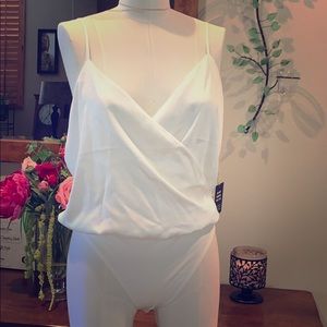 NWT Express white satin bodysuit top